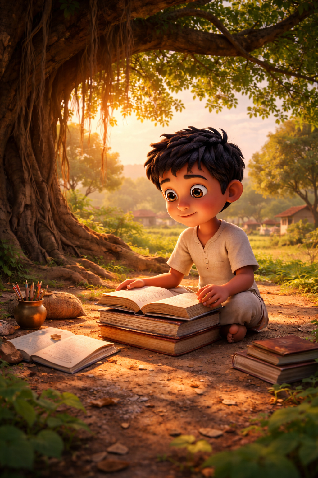Studying under the banyan tree